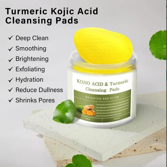 NEW 2 Jars- Turmeric Kojic Acid Cleansing Exfoliating Face Scrub Pads - Picture 4 of 13